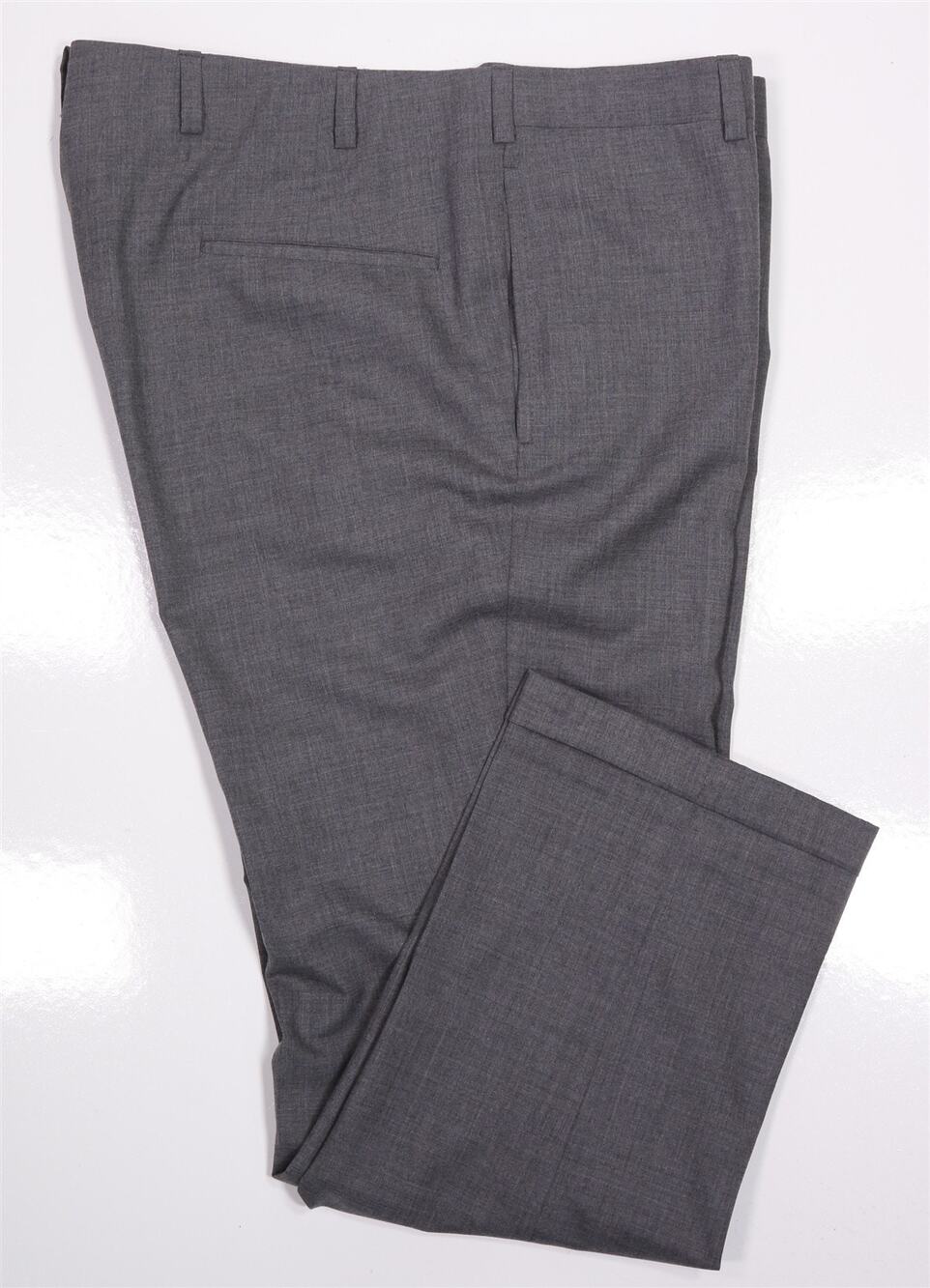 Oxxford Very Recent Solid Light Gray Flat Front Wool Dress Pants 40x29
